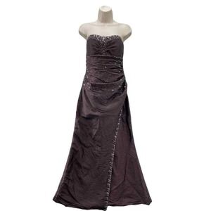 Vintage Y2K Flirt Maggie Sottero Formal Dress Womens 8 Brown Beaded Corset Fairy